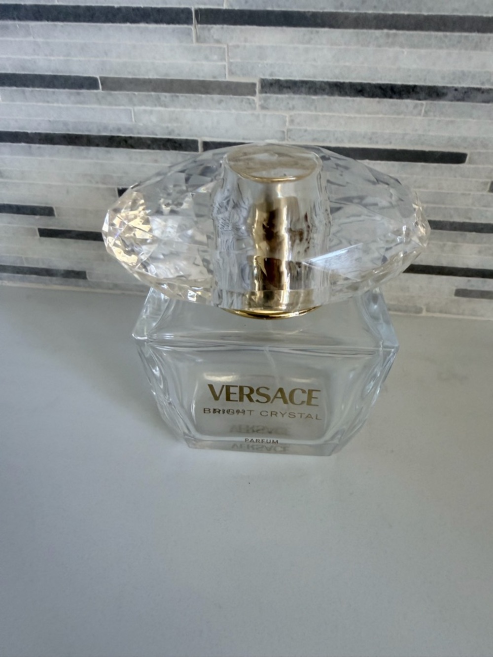 Empty Versace Bright Crystal Eau de Parfum - Clear and Gold Bottle